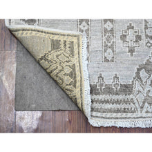 Load image into Gallery viewer, 4&#39;2&quot;x9&#39;2&quot; Dim Gray, Fine Peshawar With Intricate Geometric Motifs Vegetable Dyes, Soft Wool Hand Knotted, Wide Runner Oriental Rug FWR445956