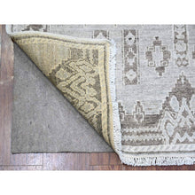Load image into Gallery viewer, 4&#39;x9&#39;1&quot; Dim Gray, Vegetable Dyes Fine Peshawar With Intricate Geometric Motifs, 100% Wool Hand Knotted, Wide Runner Oriental Rug FWR445968