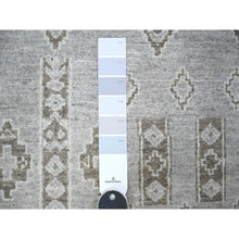Load image into Gallery viewer, 4&#39;x9&#39;1&quot; Dim Gray, Vegetable Dyes Fine Peshawar With Intricate Geometric Motifs, 100% Wool Hand Knotted, Wide Runner Oriental Rug FWR445968