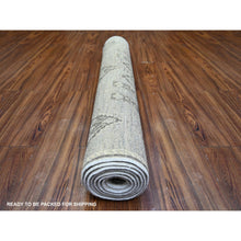 Load image into Gallery viewer, 4&#39;x9&#39;1&quot; Dim Gray, Vegetable Dyes Fine Peshawar With Intricate Geometric Motifs, 100% Wool Hand Knotted, Wide Runner Oriental Rug FWR445968