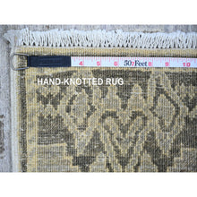 Load image into Gallery viewer, 4&#39;x9&#39;1&quot; Dim Gray, Vegetable Dyes Fine Peshawar With Intricate Geometric Motifs, 100% Wool Hand Knotted, Wide Runner Oriental Rug FWR445968