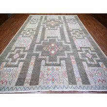 Load image into Gallery viewer, 9&#39;10&quot;x13&#39;8&quot; Cloud Gray, Fine Peshawar With Intricate Geometric Motifs Vegetable Dyes, Extra Soft Wool Hand Knotted, Oriental Rug FWR445974