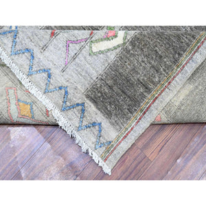 9'10"x13'8" Cloud Gray, Fine Peshawar With Intricate Geometric Motifs Vegetable Dyes, Extra Soft Wool Hand Knotted, Oriental Rug FWR445974