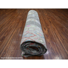 Load image into Gallery viewer, 9&#39;10&quot;x13&#39;8&quot; Cloud Gray, Fine Peshawar With Intricate Geometric Motifs Vegetable Dyes, Extra Soft Wool Hand Knotted, Oriental Rug FWR445974