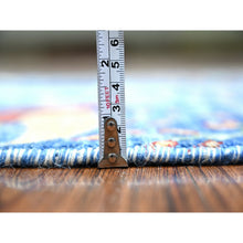 Load image into Gallery viewer, 2&#39;6&quot;x7&#39;8&quot; Egyptian Blue, Hand Knotted Afghan Peshawar with Birds of Paradise, Abrash, Vegetable Dyes, Pure Wool, Runner Oriental Rug FWR446172