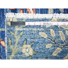 Load image into Gallery viewer, 2&#39;6&quot;x7&#39;8&quot; Egyptian Blue, Hand Knotted Afghan Peshawar with Birds of Paradise, Abrash, Vegetable Dyes, Pure Wool, Runner Oriental Rug FWR446172