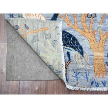 Load image into Gallery viewer, 2&#39;7&quot;x10&#39;1&quot; Glaucous Gray, Afghan Peshawar With Birds Of Paradise Design, Abrash, Natural Dyes, Extra Soft Wool, Hand Knotted, Runner Oriental Rug FWR446184
