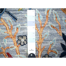 Load image into Gallery viewer, 2&#39;7&quot;x10&#39;1&quot; Glaucous Gray, Afghan Peshawar With Birds Of Paradise Design, Abrash, Natural Dyes, Extra Soft Wool, Hand Knotted, Runner Oriental Rug FWR446184
