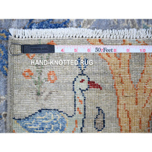 Load image into Gallery viewer, 2&#39;7&quot;x10&#39;1&quot; Glaucous Gray, Afghan Peshawar With Birds Of Paradise Design, Abrash, Natural Dyes, Extra Soft Wool, Hand Knotted, Runner Oriental Rug FWR446184