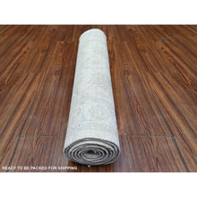 Load image into Gallery viewer, 2&#39;9&quot;x7&#39;8&quot; Rose White, Natural Dyes, Shiny Wool, Hand Knotted, White Wash Peshawar With Faded Design, Runner Oriental Rug FWR446214
