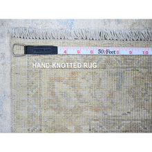 Load image into Gallery viewer, 2&#39;9&quot;x7&#39;8&quot; Rose White, Natural Dyes, Shiny Wool, Hand Knotted, White Wash Peshawar With Faded Design, Runner Oriental Rug FWR446214