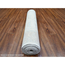 Load image into Gallery viewer, 2&#39;7&quot;x10&#39; Daisy White With Goose Gray, Extra Soft Wool, Hand Knotted, Washed Out Peshawar With Faded Colors, Vegetable Dyes, Runner Oriental Rug FWR446226