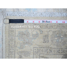 Load image into Gallery viewer, 2&#39;9&quot;x9&#39;5&quot; Stone White, Natural Dyes, Extra Soft Wool, White Wash Peshawar With Large Medallions, Hand Knotted, Runner Oriental Rug FWR446232