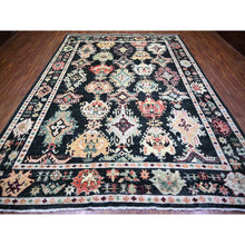 Load image into Gallery viewer, 9&#39;x12&#39; Gunmetal Black, Hand Knotted Soft Wool Afghan Angora Oushak with Pop of Colors Natural Dyes, Oriental Rug FWR446394