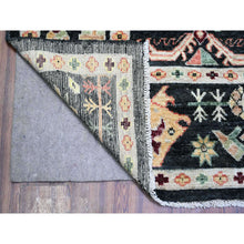 Load image into Gallery viewer, 9&#39;x12&#39; Gunmetal Black, Hand Knotted Soft Wool Afghan Angora Oushak with Pop of Colors Natural Dyes, Oriental Rug FWR446394