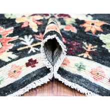 Load image into Gallery viewer, 9&#39;x12&#39; Gunmetal Black, Hand Knotted Soft Wool Afghan Angora Oushak with Pop of Colors Natural Dyes, Oriental Rug FWR446394
