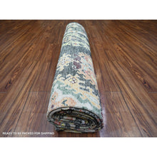 Load image into Gallery viewer, 9&#39;x12&#39; Gunmetal Black, Hand Knotted Soft Wool Afghan Angora Oushak with Pop of Colors Natural Dyes, Oriental Rug FWR446394