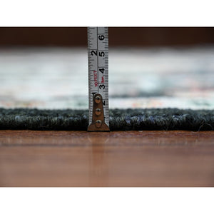 9'x12' Gunmetal Black, Hand Knotted Soft Wool Afghan Angora Oushak with Pop of Colors Natural Dyes, Oriental Rug FWR446394
