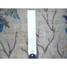 Load image into Gallery viewer, 4&#39;1&quot;x12&#39; Stone Eagle Gray, Vegetable Dyes, Afghan Peshawar With Colorful Birds Paradise, Organic Wool, Hand Knotted, Wide Runner Oriental Rug R74410