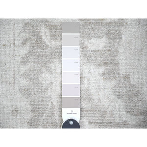 9'9"x14' Battleship Gray, Soft Wool, White Wash Peshawar With Faded Design, Natural Dyes, Hand Knotted, Oriental Rug FWR446676