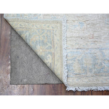 Load image into Gallery viewer, 3&#39;9&quot;x6&#39; Gainsboro And Glaucous Gray, Shiny Wool, Vegetable Dyes, Hand Knotted, White Wash Peshawar With Faded Design, Oriental Rug FWR446778