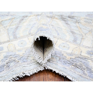 11'10"x16'3" Chrome Gray, 100% Wool, Khotan Design Hand Knotted, Natural Dyes, White Wash Peshawar with Faded Colors, Oversized Oriental Rug FWR446790