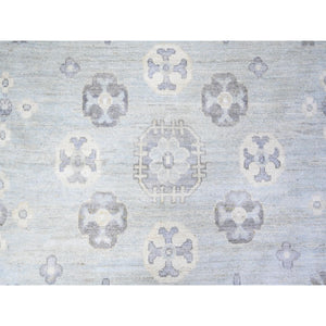 11'10"x16'3" Chrome Gray, 100% Wool, Khotan Design Hand Knotted, Natural Dyes, White Wash Peshawar with Faded Colors, Oversized Oriental Rug FWR446790