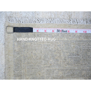 3'x4'10" Vivid White, Natural Wool, Washed Out Peshawar with Faded Design, Hand Knotted, Natural Dyes, Oriental Rug FWR446808