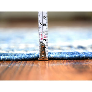 2'10"x4'8" Boeing Blue, Hand Knotted, Vegetable Dyes, Extra Soft Wool, Peshawar All Over Mahal Design, Xl Runner Oriental Rug FWR446838