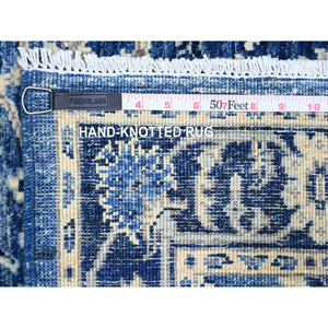 2'10"x4'8" Boeing Blue, Hand Knotted, Vegetable Dyes, Extra Soft Wool, Peshawar All Over Mahal Design, Xl Runner Oriental Rug FWR446838