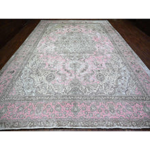 Load image into Gallery viewer, 11&#39;3&quot;x15&#39;9&quot; Blush Pink, Vintage Tabriz, Distressed Look, Cropped Thin, Worn Out, Soft Wool, Hand Knotted, Oriental Rug FWR446886
