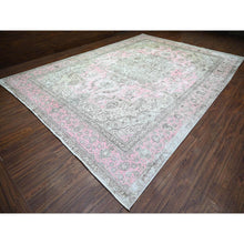 Load image into Gallery viewer, 11&#39;3&quot;x15&#39;9&quot; Blush Pink, Vintage Tabriz, Distressed Look, Cropped Thin, Worn Out, Soft Wool, Hand Knotted, Oriental Rug FWR446886
