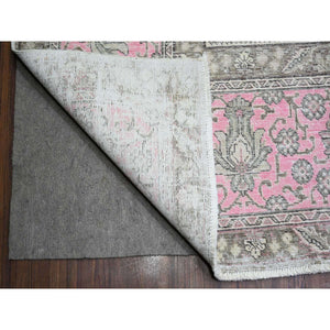 11'3"x15'9" Blush Pink, Vintage Tabriz, Distressed Look, Cropped Thin, Worn Out, Soft Wool, Hand Knotted, Oriental Rug FWR446886