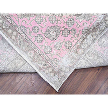 Load image into Gallery viewer, 11&#39;3&quot;x15&#39;9&quot; Blush Pink, Vintage Tabriz, Distressed Look, Cropped Thin, Worn Out, Soft Wool, Hand Knotted, Oriental Rug FWR446886