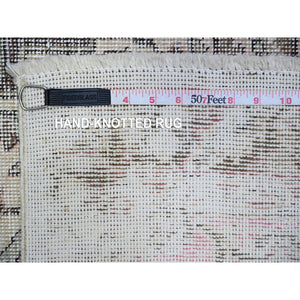 11'3"x15'9" Blush Pink, Vintage Tabriz, Distressed Look, Cropped Thin, Worn Out, Soft Wool, Hand Knotted, Oriental Rug FWR446886