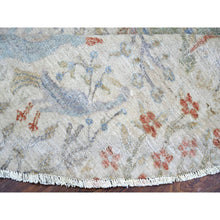 Load image into Gallery viewer, 8&#39;x8&#39; Lexicon Ivory, Afghan Peshawar With Birds Of Paradise Natural Dyes, Organic Wool Hand Knotted, Round Oriental Rug FWR446976