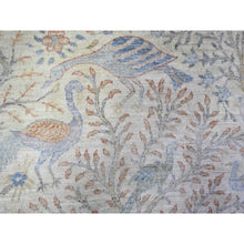 Load image into Gallery viewer, 8&#39;x8&#39; Lexicon Ivory, Afghan Peshawar With Birds Of Paradise Natural Dyes, Organic Wool Hand Knotted, Round Oriental Rug FWR446976