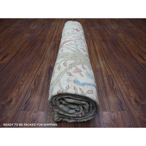 8'x8' Lexicon Ivory, Afghan Peshawar With Birds Of Paradise Natural Dyes, Organic Wool Hand Knotted, Round Oriental Rug FWR446976