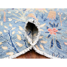 Load image into Gallery viewer, 12&#39;x12&#39; Glaucous Blue, Hand Knotted, Afghan Peshawar With Birds Of Paradise, Vegetable Dyes Soft Wool, Round Oriental Rug FWR446982
