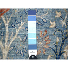 Load image into Gallery viewer, 12&#39;x12&#39; Glaucous Blue, Hand Knotted, Afghan Peshawar With Birds Of Paradise, Vegetable Dyes Soft Wool, Round Oriental Rug FWR446982