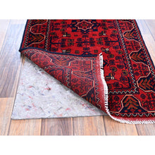 Load image into Gallery viewer, 1&#39;9&quot;x4&#39;8&quot; Berry Red, Afghan Khamyab With Geometric Pattern, Soft And Shiny Wool, Hand Knotted, Vegetable Dyes, Short &amp; Narrow Runner, Oriental Rug FWR4464