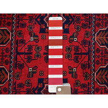 Load image into Gallery viewer, 1&#39;9&quot;x4&#39;8&quot; Berry Red, Afghan Khamyab With Geometric Pattern, Soft And Shiny Wool, Hand Knotted, Vegetable Dyes, Short &amp; Narrow Runner, Oriental Rug FWR4464