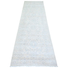 Load image into Gallery viewer, 3&#39;x9&#39;4&quot; Feather White, White Wash Peshawar with Faded Colors Vegetable Dyes, Soft Wool Hand Knotted, Runner Oriental Rug FWR447060