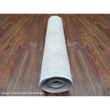 Load image into Gallery viewer, 3&#39;x9&#39;4&quot; Feather White, White Wash Peshawar with Faded Colors Vegetable Dyes, Soft Wool Hand Knotted, Runner Oriental Rug FWR447060