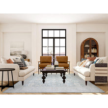 Load image into Gallery viewer, 8&#39;x9&#39;7&quot; Cadet Gray, Finer Peshawar With Faded Colors, Vegetable Dyes, Extra Soft Wool, Hand Knotted, Oriental Rug FWR447090