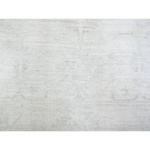 8'9"x11'9" Retro White With Cloud Gray, Washed Out Peshawar With Faded Colors, Natural Dyes, Soft Wool, Hand Knotted, Oriental Rug FWR447096