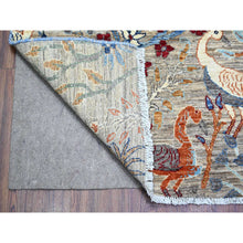 Load image into Gallery viewer, 8&#39;8&quot;x11&#39;8&quot; Gainsboro Gray, Pure Wool, Hand Knotted, Vegetable Dyes, Bird of Paradise Afghan Peshawar Design, Abrash, Oriental Rug FWR447114