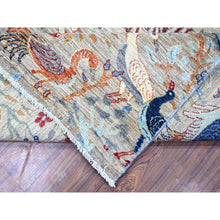 Load image into Gallery viewer, 8&#39;8&quot;x11&#39;8&quot; Gainsboro Gray, Pure Wool, Hand Knotted, Vegetable Dyes, Bird of Paradise Afghan Peshawar Design, Abrash, Oriental Rug FWR447114