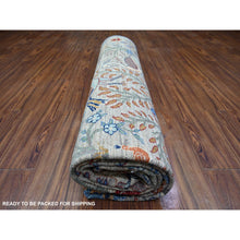 Load image into Gallery viewer, 8&#39;8&quot;x11&#39;8&quot; Gainsboro Gray, Pure Wool, Hand Knotted, Vegetable Dyes, Bird of Paradise Afghan Peshawar Design, Abrash, Oriental Rug FWR447114