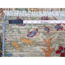 Load image into Gallery viewer, 8&#39;8&quot;x11&#39;8&quot; Gainsboro Gray, Pure Wool, Hand Knotted, Vegetable Dyes, Bird of Paradise Afghan Peshawar Design, Abrash, Oriental Rug FWR447114
